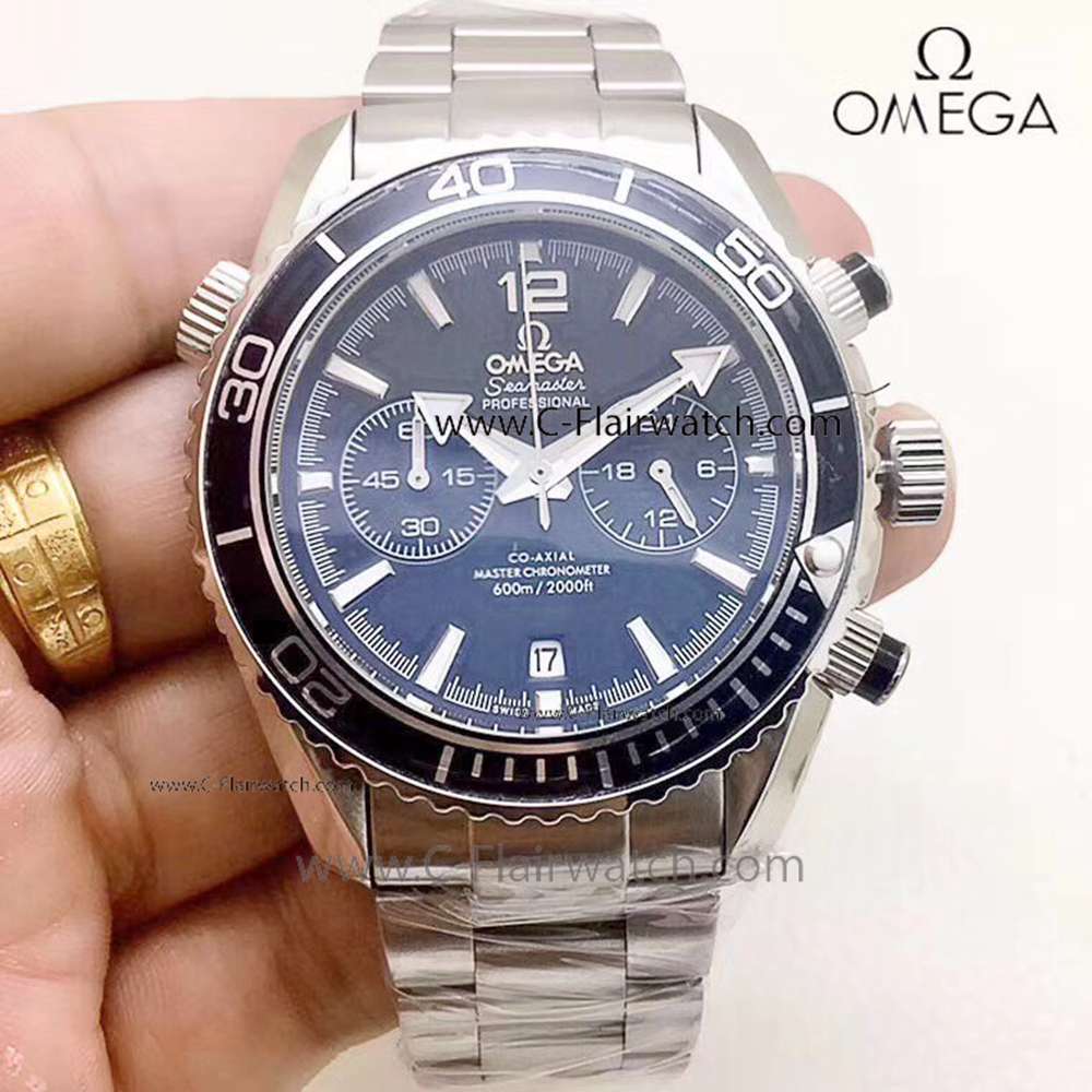 Stainless Steel Black Dial Seamaster Omega Clone Watch